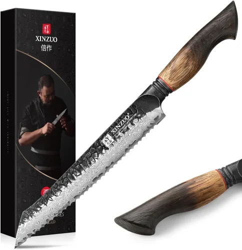 Miniatura 17 de XINZUO Cuchillo Santoku de Damasco Afilado de 7.6 Pulgadas, Cuchillo Profesional de Cocina para Carne de Acero Damasco de 67 Capas para Hogar
