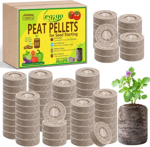 Miniatura 9 de Legigo 50 piezas de pellets de turba de 36 mm para inicio de semillas - Cápsulas de inicio de semillas comprimidas, pellets de inicio de semillas