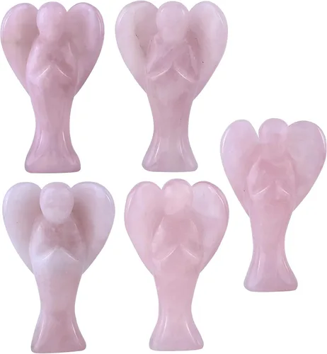 Miniatura 7 de TUMBEELLUWA Figura de ángel guardián de cristal tallado de 3 pulgadas, estatua de piedra de bolsillo de palma de ángel de la paz curativa, cuarzo