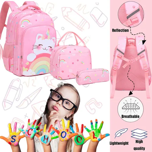 Miniatura 5 de Mochila de escuela primaria para niñas con lonchera, mochila de regreso a clases