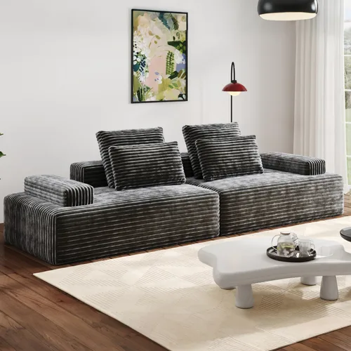 Miniatura 20 de Sofás modulares de pana otomana de 28.74 pulgadas para sala de estar, taburetes de sofá sin hueso, no requiere montaje, sofá profundo en una caja