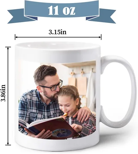 Miniatura 7 de Taza de café personalizada con foto de 11 oz en ambos lados, taza personalizada con tu imagen, logotipo, texto, regalos personalizados para mamá