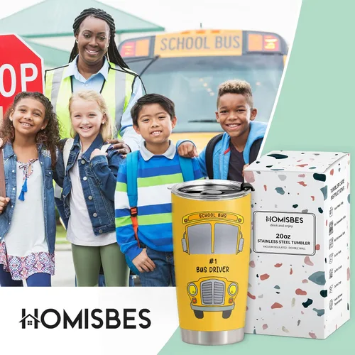 Miniatura 2 de Vaso de acero inoxidable para conductor de autobús, 20 onzas para apreciación del conductor del autobús/escuela