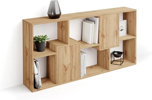 Miniatura 8 de Mobili Fiver, Iacopo XS Estantería con puertas de panel (63.31 x 31.5 pulgadas), color negro Ashwood, Made in Italy