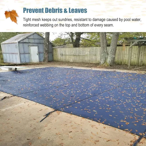 Miniatura 4 de ERRULAN Inground Pool - Cubierta azul para otoño e invierno, tapa de malla rectangular para jardín al aire libre, para seguridad de niños