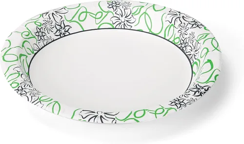 Miniatura 3 de Glad Platos redondos de papel desechables, con patrón floral caprichoso, a prueba de remojo, resistente a cortes, aptos para microondas, platos
