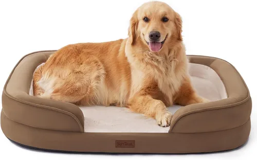 Miniatura 10 de Soft Touch - Cama ortopédica XL para perros grandes con parte superior de pelo sintético, sofá para mascotas impermeable con funda extraíble y Gris
