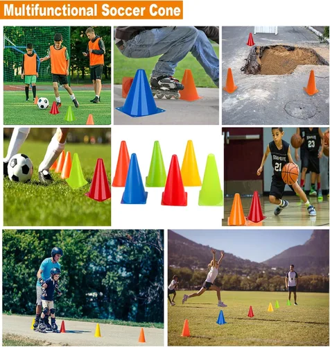 Miniatura 2 de Conos de fútbol para entrenamiento deportivo, agilidad, conos de campo, paquete de 12 conos de entrenamiento de 7 pulgadas con bolsa de malla, conos