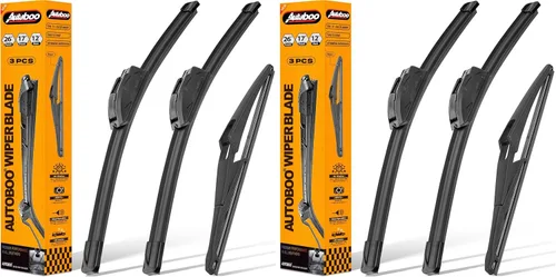 Miniatura 44 de AUTOBOO Limpiaparabrisas de 15 + 15 pulgadas con limpiaparabrisas trasero de 13 pulgadas de repuesto para Jeep Wrangler JK 2008-2018, Jeep Wrangler