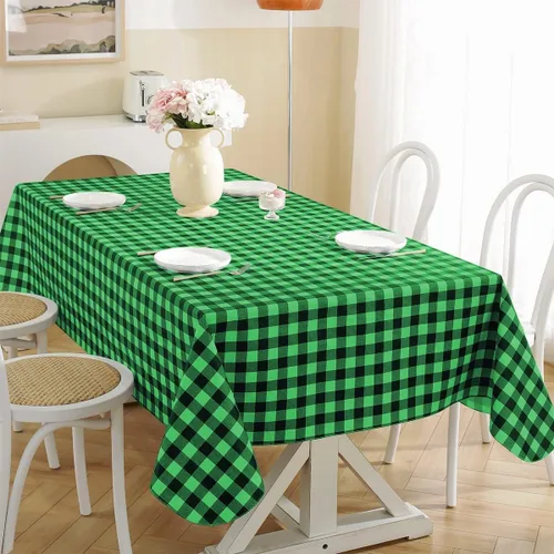 Miniatura 9 de SASTYBALE Mantel rectangular de vinilo a cuadros con reverso de franela, 52 x 70 pulgadas, impermeable, mantel de plástico para comedor, fiesta