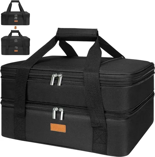 Miniatura 10 de Bolsa de transporte de cazuela expandible Vuudh - Bolsa de comida de doble cubierta, soporte de cazuela aislada para alimentos calientes o fríos