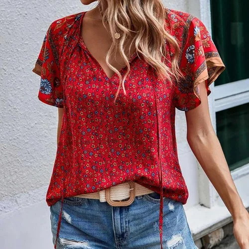 Miniatura 2 de Blouses for Women Dressy Casual 2023 Spring Going Out Bohemian Tshirts Vintage Tees Preppy Clothes Women Tops
