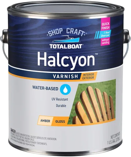 Miniatura 16 de TotalBoat Halcyon - Barniz marino a base de agua Acabado de poliuretano para madera de secado rápido para barcos, muebles de exterior