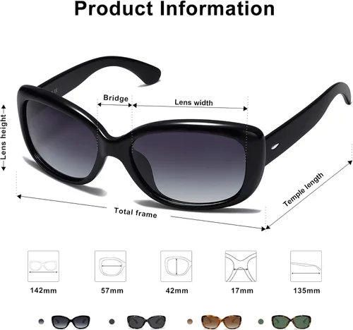 Miniatura 4 de SOJOS Gafas de sol cuadradas vintage para mujer con protección UV polarizada, marco Havana