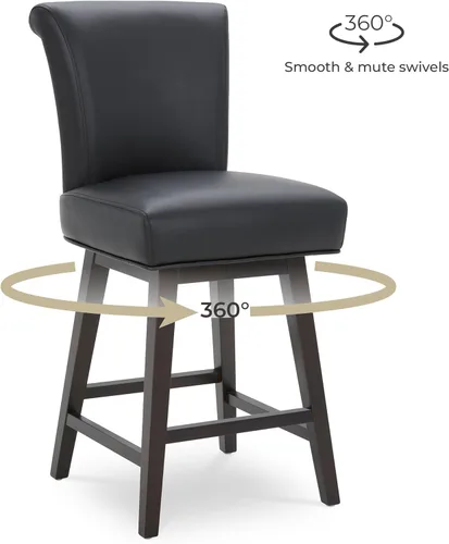 Miniatura 4 de CHITA Taburete giratorio de 26 pulgadas con altura de mostrador, taburete de bar tapizado moderno con respaldo certificado FSC de cuero sintético