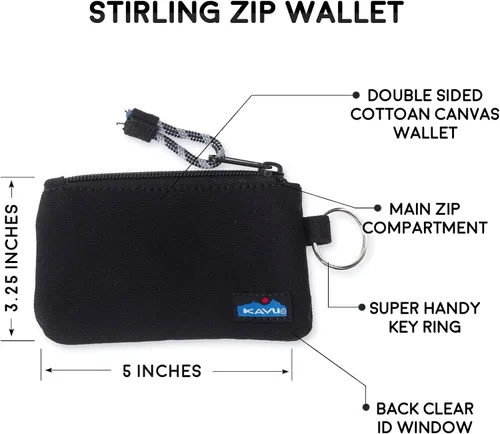 Miniatura 3 de KAVU Stirling Cartera delgada de lona de algodón con cremallera de doble cara