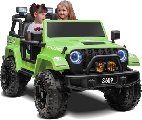 Miniatura 9 de OTTARO Vehículos de conducción eléctrica de 2 plazas, camión eléctrico grande con batería de 12V para niños con control remoto, suspensión de Rosa
