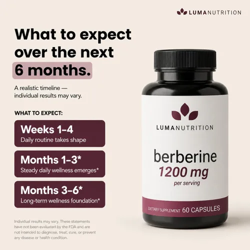 Miniatura 4 de Luma Nutrition Suplemento de berberina - Berberina HCL 1200 mg por porción - 97% berberina HCl - Vegano, sin gluten - 60 cápsulas