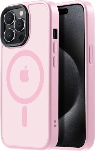 Miniatura 52 de Tigowos - Funda magnética para iPhone 15, resistente a las caídas, sensación de piel mate, a prueba de golpes, delgada, negro mate