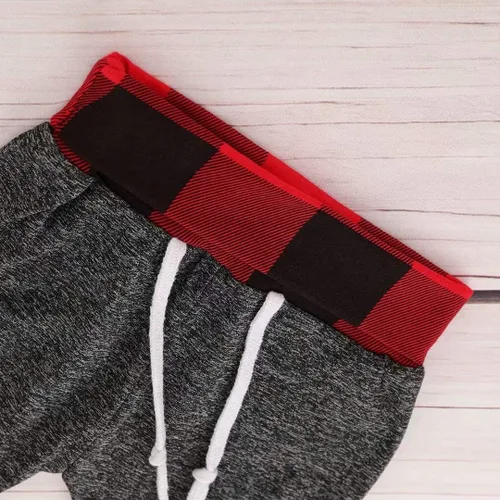 Miniatura 7 de Conjunto de 2 piezas de ropa para bebé y niña, de manga larga, con bolsillo a cuadros, con capucha y pantalones