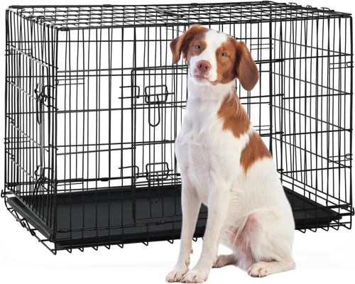 Miniatura 10 de Jaula para perros pequeños de 24 pulgadas, jaulas resistentes para perros pequeños, jaula plegable de alambre de metal con bandejas extraíbles, Negro