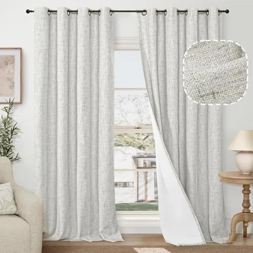 Miniatura 53 de Cortinas Opacas de Lino Azul Bebé para Guardería de 40 Pulgadas de Largo, 2 Paneles, Cortinas Cortas con Aislamiento Térmico Boho de Bloqueo Total