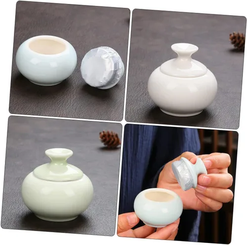 Miniatura 3 de Tarro de cerámica para crema facial de 3 piezas, contenedor de viaje para cremas y maquillaje, tarro de almacenamiento para cuidado de la piel