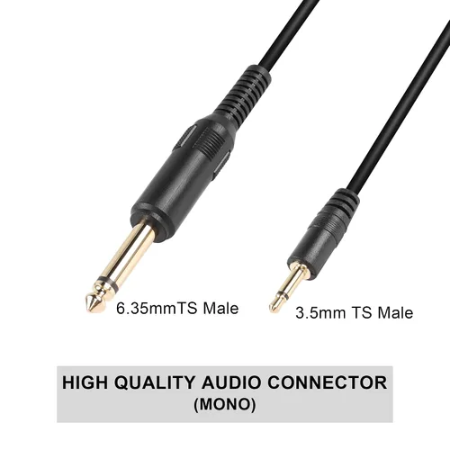 Miniatura 2 de Cable mono de 1/8 a 1/4, 0.138 in 1/8 pulgadas TS mono macho a 0.250 in 1/4 pulgadas mono macho cable de audio para amplificador, portátil, guitarra