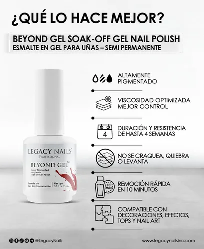 Miniatura 9 de LEGACY NAILS Professional Beyond Gel Soak-Off Esmalte de uñas – Cobertura completa, altamente pigmentado (BEYOND GEL – ALBA 1/2 oz)