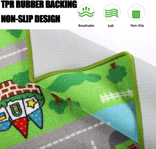 Miniatura 4 de Capslpad Alfombra Educativa para Niños Alfombra de Juego 5.2'x3.3' Alfombra de Carretera de Tráfico para Juegos de Coches para Niños Alfombra Grande
