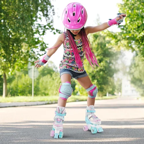 Miniatura 3 de BABY JOY Patines de ruedas de mariposa, 4 tamaños ajustables para niñas, adolescentes y adultos de 5 a 8 a 13 años o más, con ruedas iluminadas