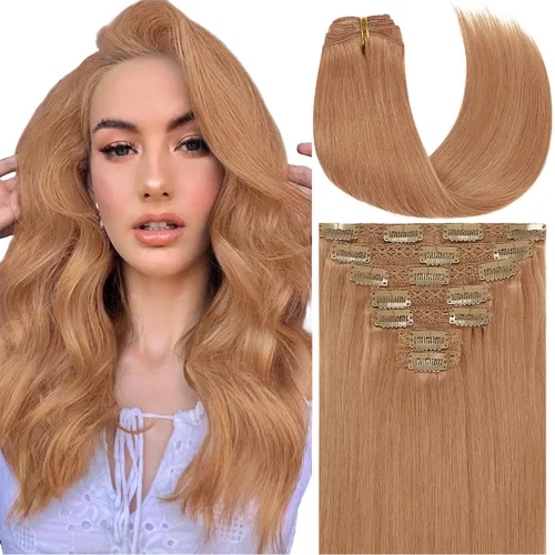 Miniatura 23 de Caliee Extensiones de cabello con pinzas de cabello humano 14 pulgadas Color 1 Negro azabache trama doble invisibles Extensiones de cabello humano