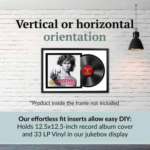 Miniatura 4 de Creative Picture Frames Marco de vinilo Jukebox de 16 x 24 pulgadas con paspartú doble doble blanco-negro, marco de álbum de discos LP