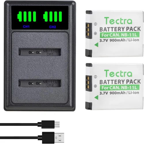 Miniatura 6 de Tectra Paquete de 2 baterías NB-11L NB-11LH + cargador dual LED para Canon PowerShot ELPH 110 HS, ELPH 130 HS, Elph 360 Elph 350 Elph 340 Elph 190