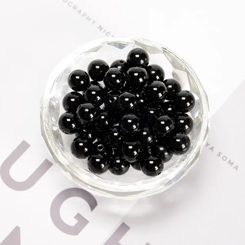 Miniatura 3 de JM Design Cuentas de piedras preciosas sueltas redondas pulidas de ónix negro, tamaño de 0.157 in, 15.5 pulgadas, hebra para fabricación de joyas