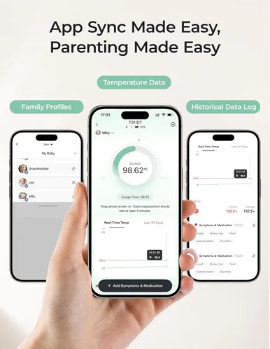 Miniatura 7 de Momcozy Termómetro digital portátil para bebé, termómetro inteligente preciso de grado médico, lecturas instantáneas, termómetro de monitoreo