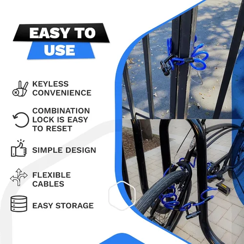 Miniatura 5 de DocksLocks Juego de candado de cable de seguridad (5 pies a 25 pies de longitud) – Resistente a la intemperie, extremos en bucle, en espiral
