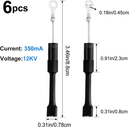 Miniatura 2 de HINZIC 6 unids CL01-12 350 mA 12KV diodos de microondas Whirlpool Frigidaire diodo para WB27X10930 DE91-70063D LG 6851W1A002E reemplaza piezas