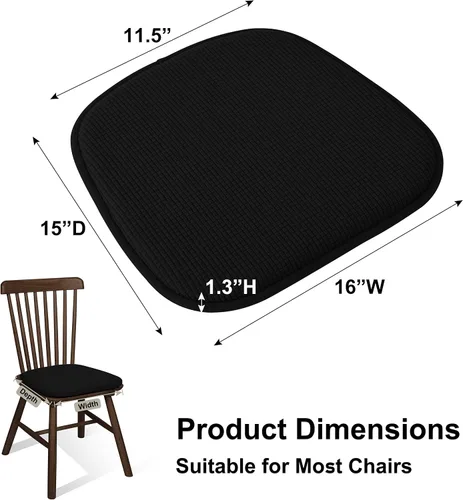 Miniatura 4 de Shinnwa Paquete de 2 cojines antideslizantes para sillas de comedor, cojines de asiento de cocina en forma de U, juego de 2, 15 x 16 pulgadas