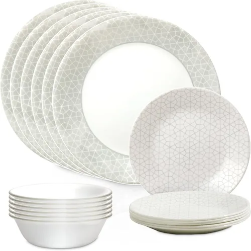 Miniatura 7 de Corelle Vitrelle - Juego de vajilla de 18 piezas para 6 personas, vidrio de triple capa y resistente a las astillas, juego de platos y cuencos