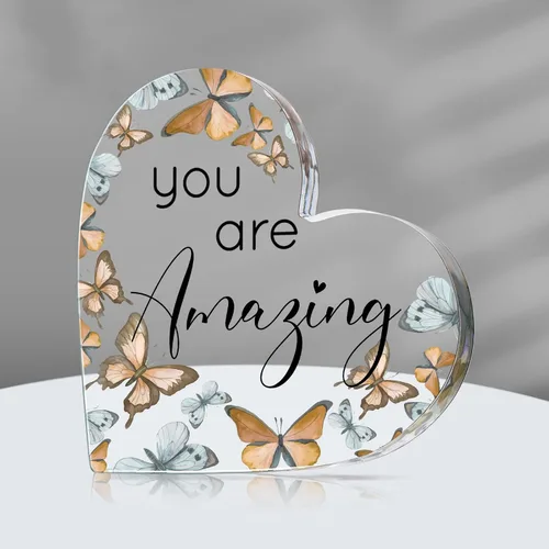 Miniatura 7 de Yulejo Regalo inspirador de mariposa con texto en inglés «You Are Amazing Love» («You Are Amazing») - Letrero motivacional de mariposa, decoración