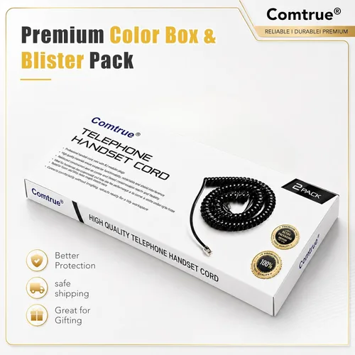 Miniatura 8 de Comtrue Cables de teléfono para línea fija, paquete de 2, cables de teléfono Negro, universalmente compatible, resistente a los enredos, sin