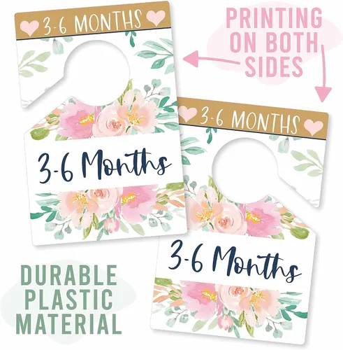 Miniatura 5 de Hadley Designs 6 divisores de tamaño de armario para bebé niña - Divisores florales para armario de bebé por mes, organizador de armario de bebé