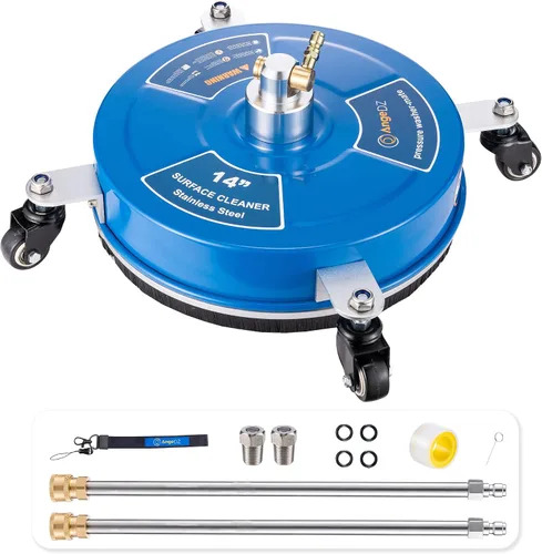 Miniatura 8 de Limpiador de superficies de hidrolavadora de 14 pulgadas con 4 ruedas, enchufe de conexión rápida de 1/4 pulgadas, accesorio resistente de acero