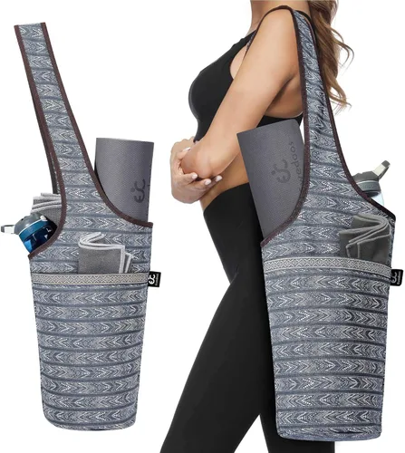 Miniatura 13 de Ewedoos Canvas Yoga Mat Bag Fits Most Mats Yoga Bag with Large Storage Pockets to Hold More Accessories Ideal for Pilates Workout Gifts & Travel