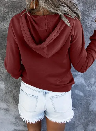 Miniatura 2 de Dokotoo - Sudaderas con capucha para mujer, con cuello de botón y cordón de ajuste, sudaderas casuales de manga larga