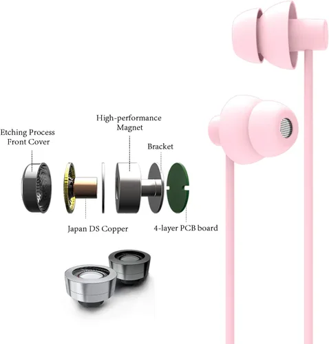 Miniatura 2 de MAXROCK (TM Total Suave Silicona Auriculares con Micrófono para Dormir y Viajar, Ideal para Celulares, Tabletas y Jack de 3,5 mm (Rosa Claro)