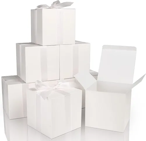 Miniatura 36 de COTOPHER 100 cajas de regalo pequeñas, cajas de regalo de 2 x 2 x 2 pulgadas, cajas de regalo de papel con cintas, caja de dulces para recuerdos