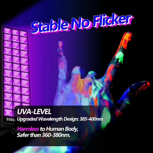 Miniatura 5 de THECHAM Barra de Luces Negras LED de 100W, 100 LEDs, Luz de Inundación de Luz Negra para Fiesta de Luz Negra, para Fiesta Fluorescente, Dormitorio