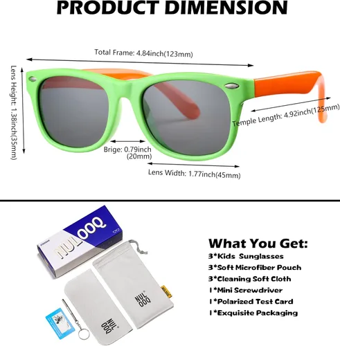 Miniatura 10 de Lentes de sol polarizados para niños y niñas, marco flexible irrompible TPEE con protección UV400 de 3 a 8 años
